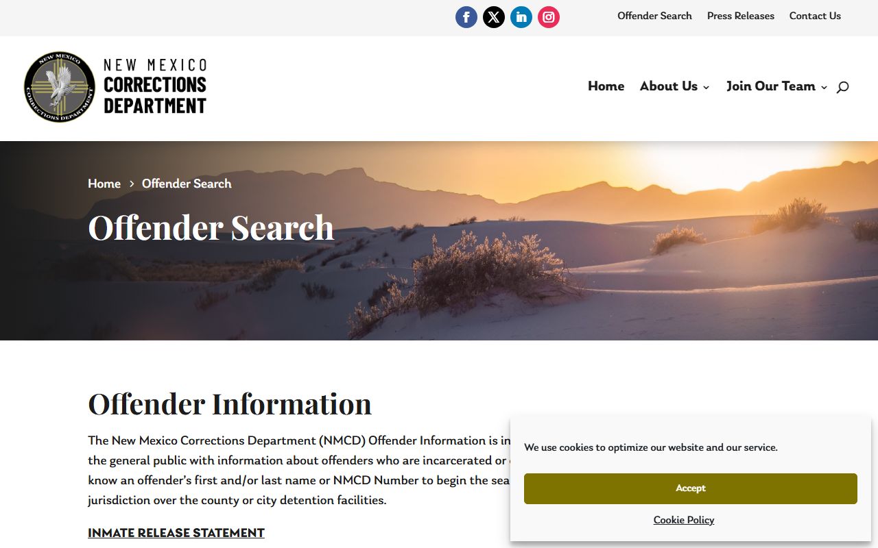 Grant County inmate records NMCD offender search
