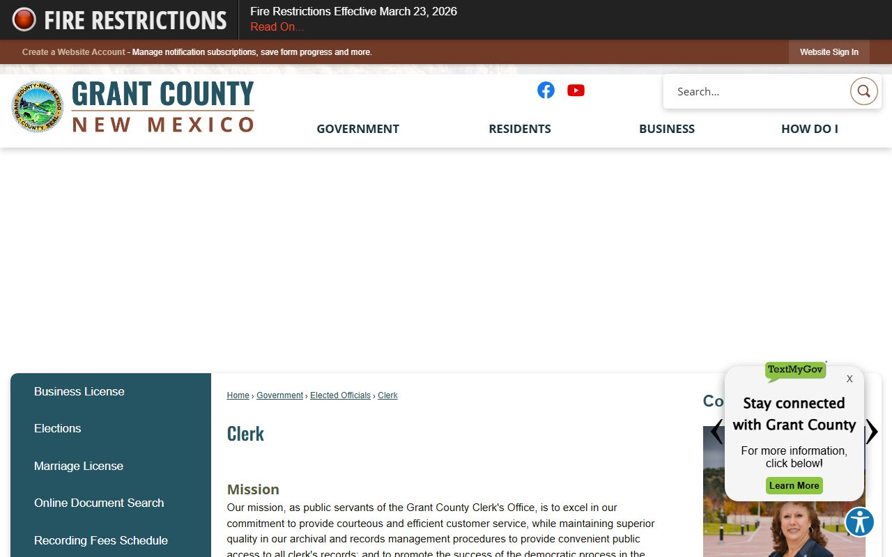 Grant County marriage records certified copy clerk information
