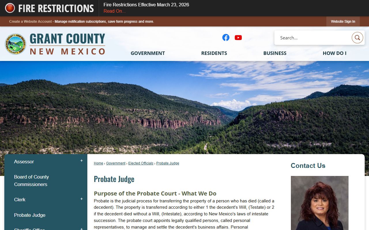 Grant County probate records Probate Judge office information