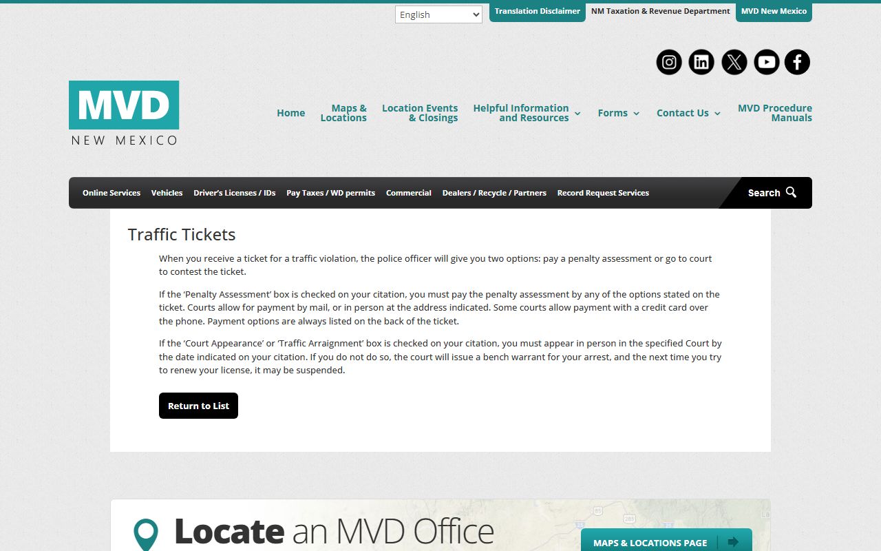 Grant County traffic court records New Mexico MVD traffic tickets