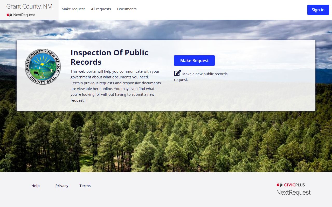 Grant County warrant records public records request portal